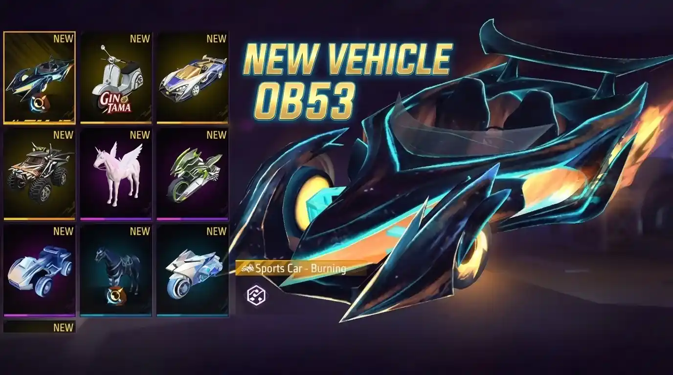 Free Fire OB53 new vehicle skins and vehicle gameplay update
