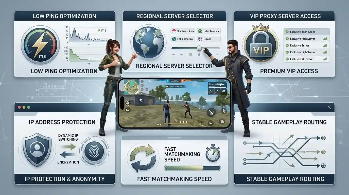 Free Fire Proxy Server features