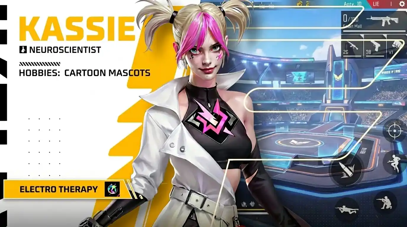 Kassie character in Free Fire OB54 update showing the new support-focused squad character.