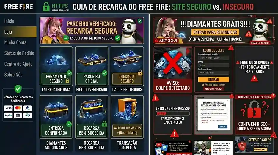 Comparação entre recarga segura e insegura