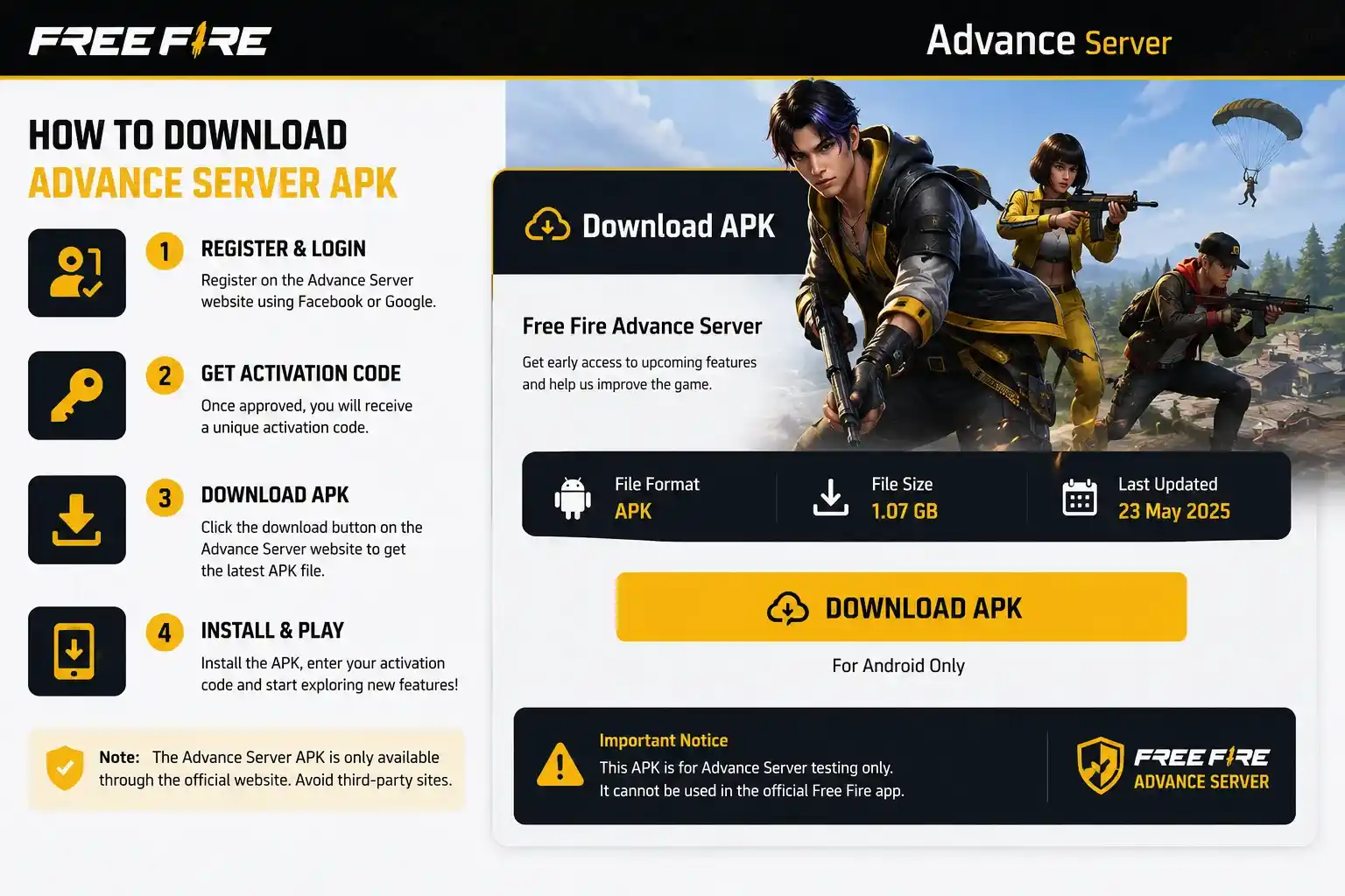 Free Fire Advance Server APK download