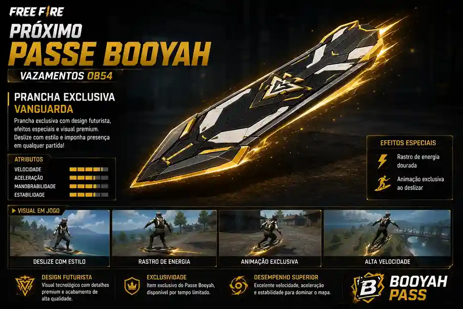 Prancha exclusiva do Passe Booyah do Free Fire OB54