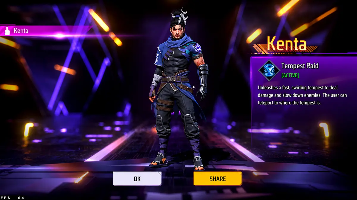 Free Fire OB55 Kenta Tempest Raid skill
