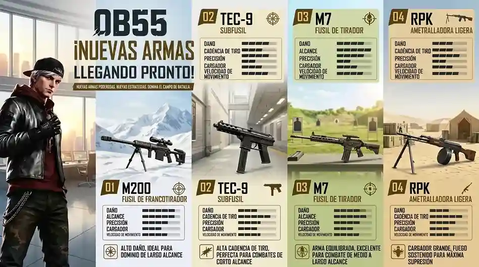 Nuevas armas de Free Fire OB55