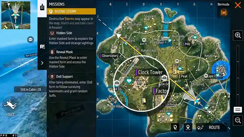 Free Fire OB55 Reveal Mask Hidden Side Bermuda map